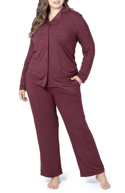 Shop Kindred Bravely Clea Classic Long Sleeve Maternity/nursing/postpartum Pajamas In Fig