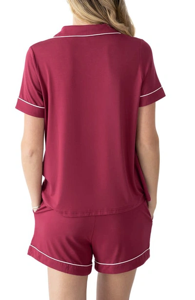 Shop Kindred Bravely Clea Classic Short Sleeve Maternity/nursing/postpartum Pajamas In Deep Berry
