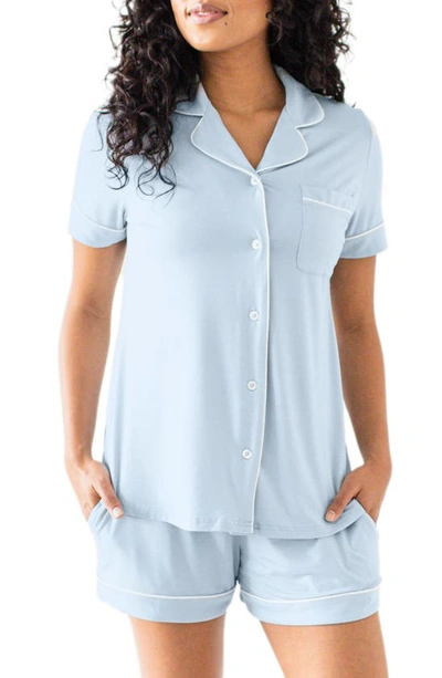Shop Kindred Bravely Clea Classic Short Sleeve Maternity/nursing/postpartum Pajamas In Mist