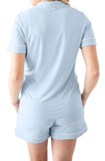 Kindred Bravely Clea Classic Short Sleeve Maternity/nursing/postpartum Pajamas In Mist