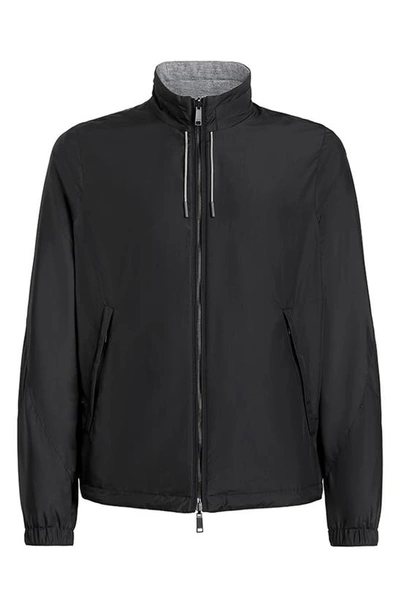 Zegna Zephyr Reversible Blouson Jacket In Black