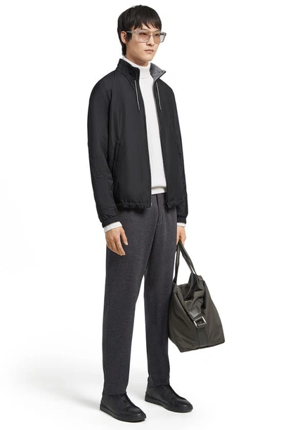 Zegna Zephyr Reversible Blouson Jacket In Black