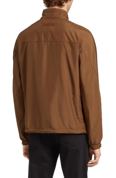 Shop Zegna Zephyr Reversible Blouson Jacket In Vicuna