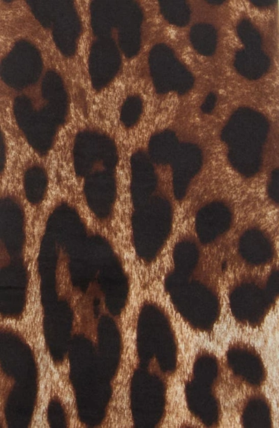 Shop Dolce & Gabbana Leopard Print Stretch Silk Gloves In Lt Brown Print