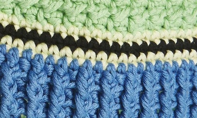 Shop Stella Mccartney Logo Stripe Crochet Bucket Hat In Green