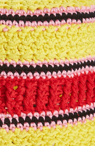 Shop Stella Mccartney Logo Stripe Crochet Bucket Hat In Pink