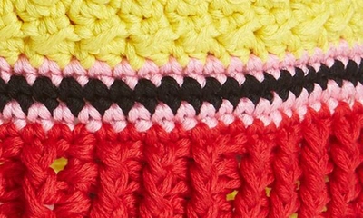 Shop Stella Mccartney Logo Stripe Crochet Bucket Hat In Pink