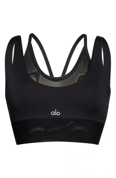 Shop Alo Yoga Airlift Double Trouble Sports Bra In Black