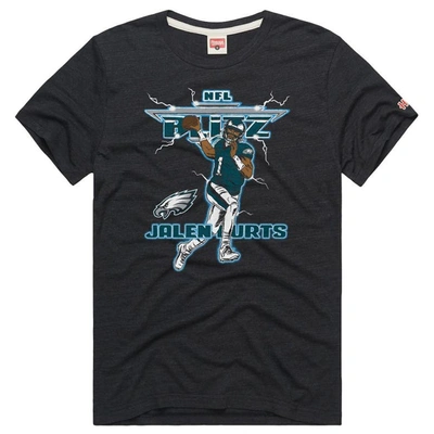 Shop Homage Jalen Hurts Charcoal Philadelphia Eagles Nfl Blitz Player Tri-blend T-shirt