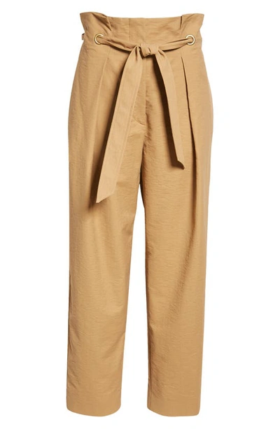 Shop Max Mara Verna Belted High Waist Crop Trousers In Bronze