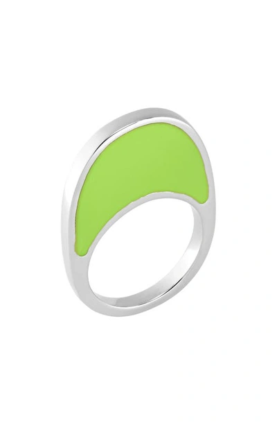 Shop Coperni Swipe Lacquered Enamel Ring In Apple Green