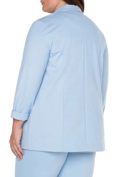 Shop Liverpool Los Angeles Liverpool Boyfriend Ponte Knit Blazer In Misty Blue