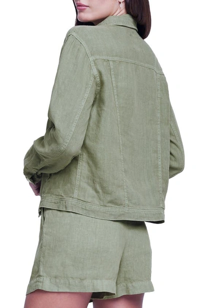 L'agence Celine Slim Linen Jacket In Soft Army