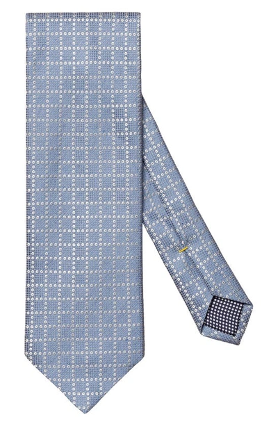 Shop Eton Geometric Linen & Silk Tie In Medium Blue