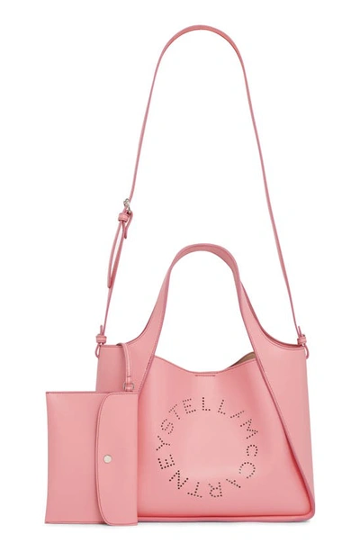 Shop Stella Mccartney Perforated Logo Faux Leather Satchel In 6601 Bellini Rose