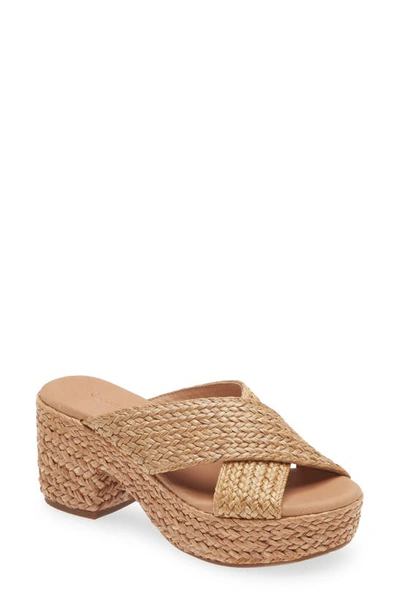 Shop Chocolat Blu Gio Block Heel Sandal In Natural Raffia