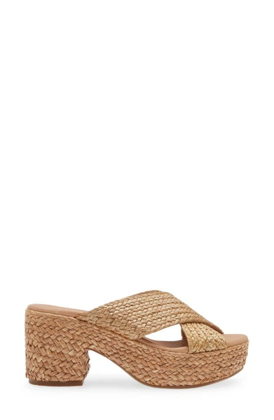 Chocolat Blu Gio Block Heel Sandal In Natural Raffia