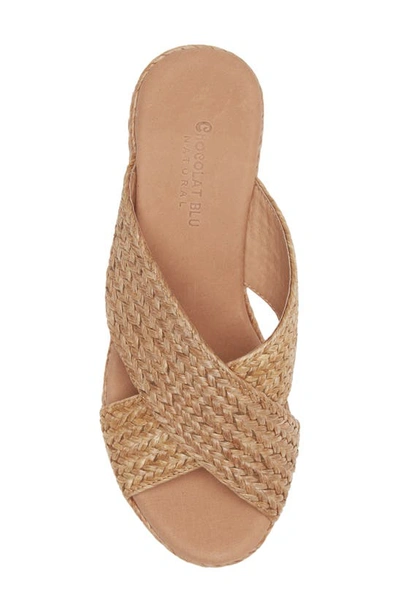 Chocolat Blu Gio Block Heel Sandal In Natural Raffia