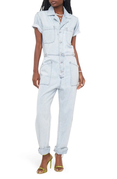 Shop Pistola Grover Cotton Jumpsuit In Breeze