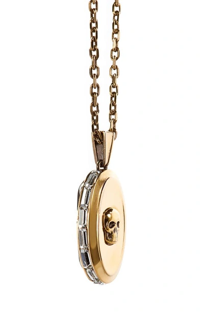 Shop Alexander Mcqueen Skull Reversible Signet Pendant Necklace In 1116 A.silver/ A.gold Sw