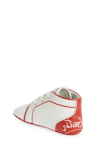 Shop Christian Louboutin Baby Funnyto Crib Sneaker In Bianco/ Loubi