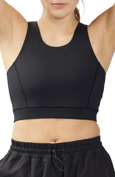 Shop Tomboyx Cutout Racerback Sports Bra With Hidden Pocket In Black