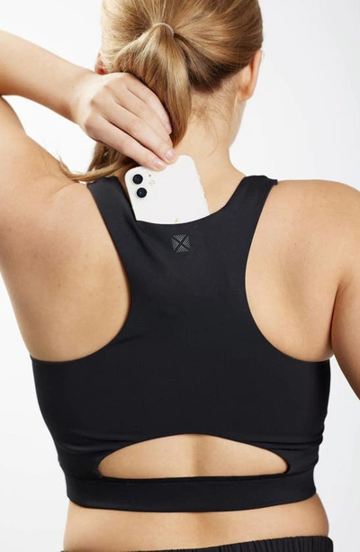 Tomboyx Cutout Racerback Sports Bra With Hidden Pocket In Black