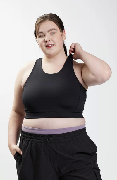 Tomboyx Cutout Racerback Sports Bra With Hidden Pocket In Black