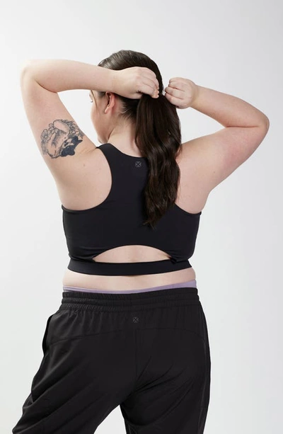 Tomboyx Cutout Racerback Sports Bra With Hidden Pocket In Black