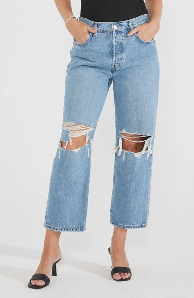 Shop Etica Altin Loose Fit Ripped Crop Boyfriend Jeans In Sea Wall