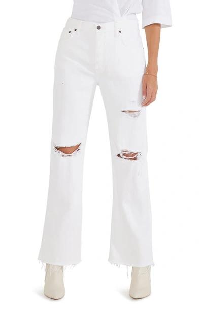 Shop Etica Ética Amis Relaxed Raw Hem Mid Rise Bootcut Jeans In Vintage White