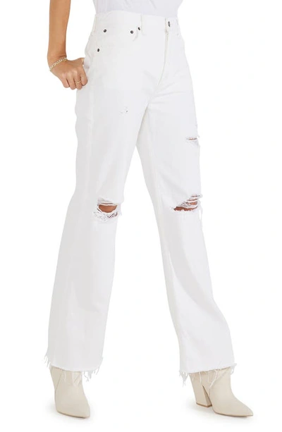 Shop Etica Amis Relaxed Raw Hem Mid Rise Bootcut Jeans In Vintage White