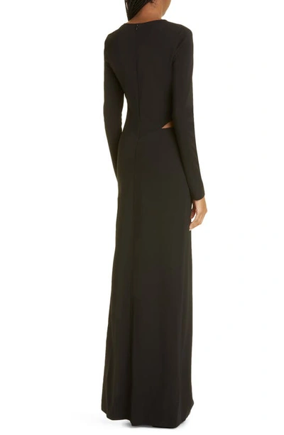 Shop Givenchy Slash Detail Long Sleeve Column Gown In Black