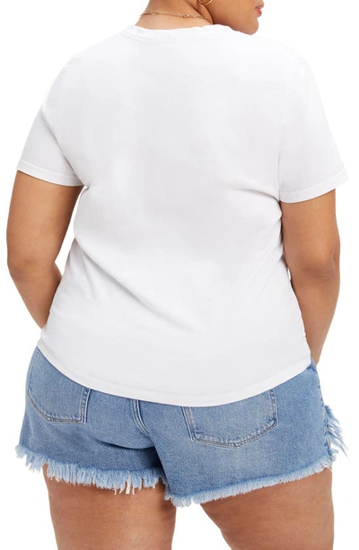 Good American Rhinestone Embellished Crewneck Short Sleeve T-shirt In White001