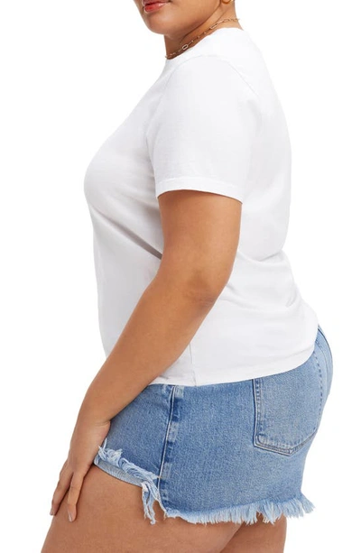 Good American Rhinestone Embellished Crewneck Short Sleeve T-shirt In White001
