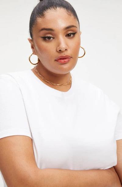 Good American Rhinestone Embellished Crewneck Short Sleeve T-shirt In White001