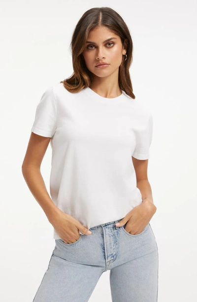 Good American Rhinestone Embellished Crewneck Short Sleeve T-shirt In White001