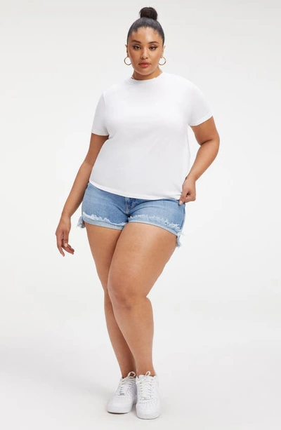 Good American Rhinestone Embellished Crewneck Short Sleeve T-shirt In White001