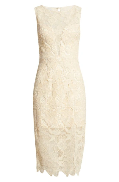 DRESS THE POPULATION DRESS THE POPULATION AVIANNA SLEEVELESS GUIPURE LACE MIDI DRESS 