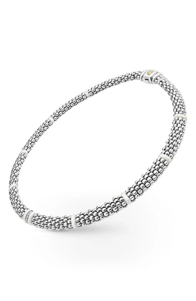 Shop Lagos Black Caviar Pavé Diamond Collar Necklace In Silver/ Diamond