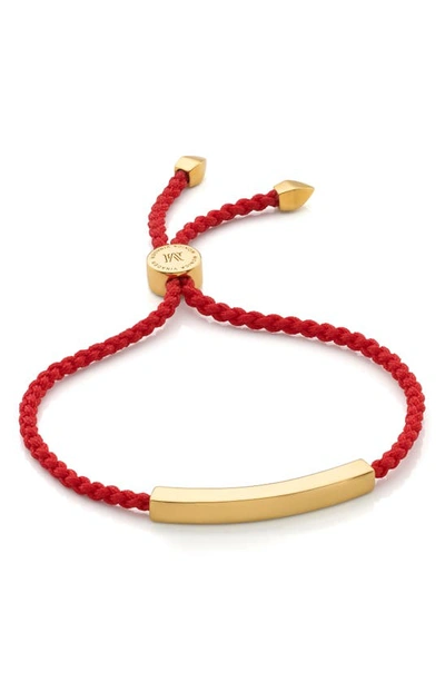 Shop Monica Vinader Engravable Linear Bar Friendship Bracelet In Gold/ Coral