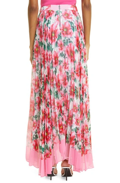 Shop Alice And Olivia Katz Floral Sunburst Pleated Maxi Skirt In High Tea Floral