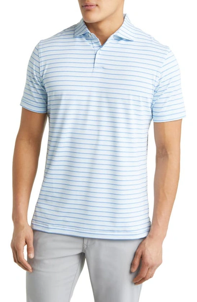 Shop Peter Millar Crown Crafted Martin Stripe Performance Stretch Polo Shirt In Marina Blue