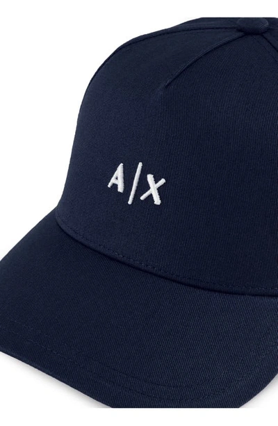 Shop Armani Exchange Small Embroidered Logo Baseball Cap In Navy