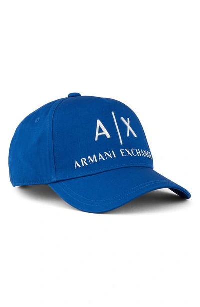 Shop Armani Exchange Classic Embroidered Logo Baseball Cap In Marine Blue