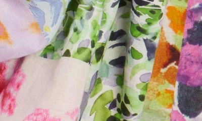 Dries Van Noten Mixed Floral Prints Cotton Scarf In Multi Blue