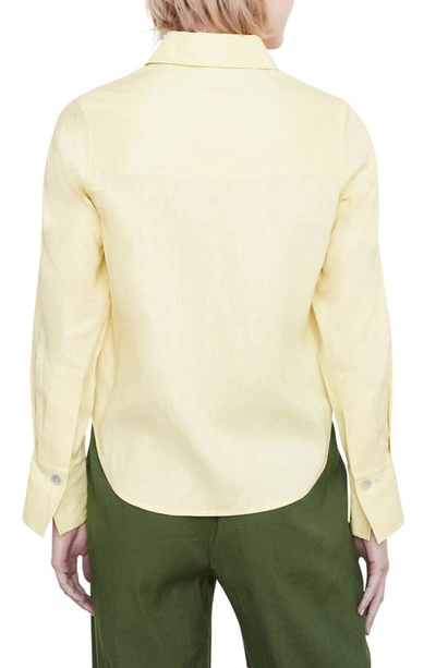Shop Vince Linen Blend Button-up Shirt In Pomelo