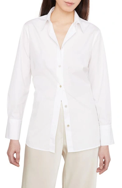 Shop Vince Relaxed Fit Linen Button-up Shirt In Optic White