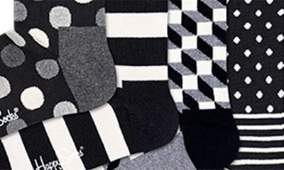 Shop Happy Socks Classic 4-pack Cotton Blend Sock Gift Set In Dark Grey