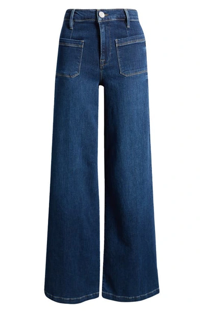 Shop Frame Wide Leg Stretch Denim Jeans In Lyon